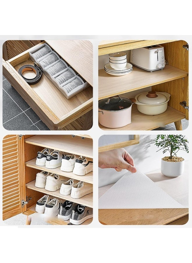 مفرش مقاوم للانزلاق للارفف وادراج المطبخ  ( لفة 45 سم × 3 متر) مفرش طاولة قوي مقاوم للماء للحمام والثلاجة، نسيج متعدد الاغراض (شفاف، ابيض) - Image 5